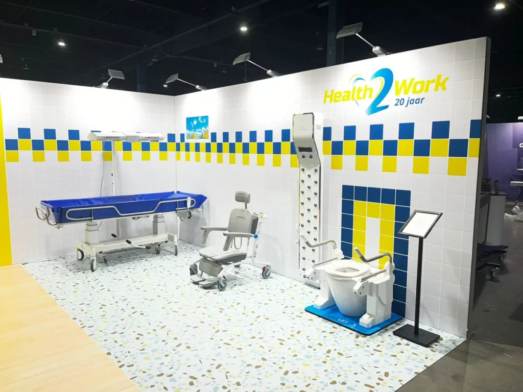 Stand van Health2Work met de Lavicta Body Dryer op de Zorg en Facility beurs in de Jaarbeurs Utrecht