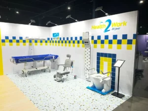 Stand van Health2Work met de Lavicta Body Dryer op de Zorg en Facility beurs in de Jaarbeurs Utrecht